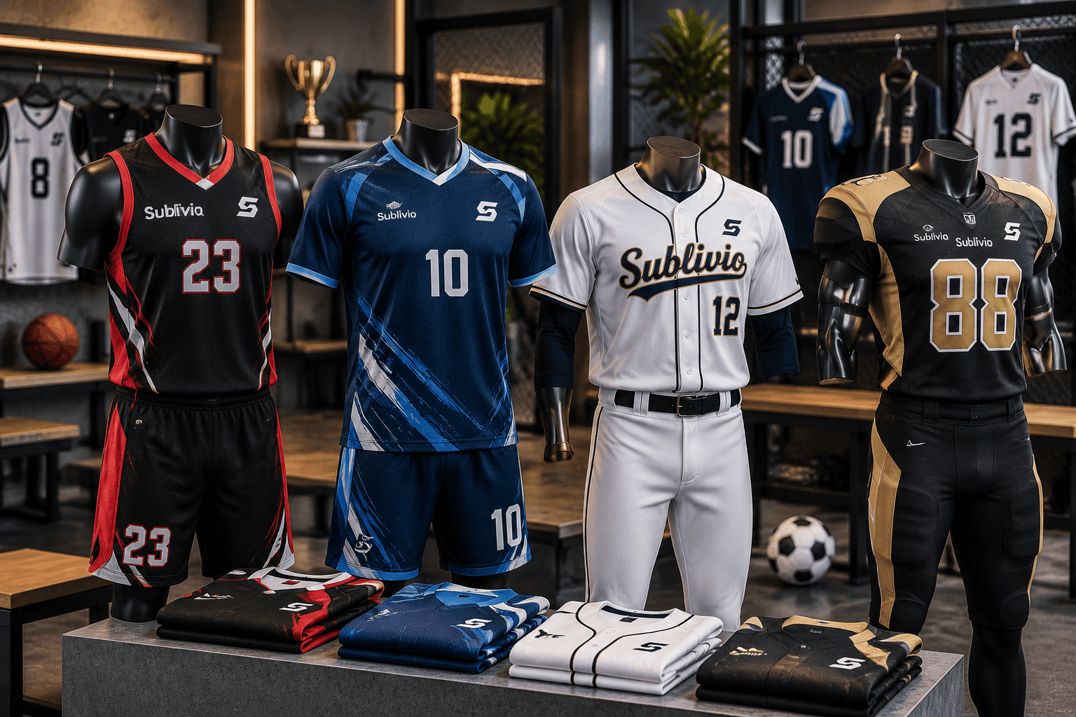 Custom private label sportswear collection with branded apparel designs.