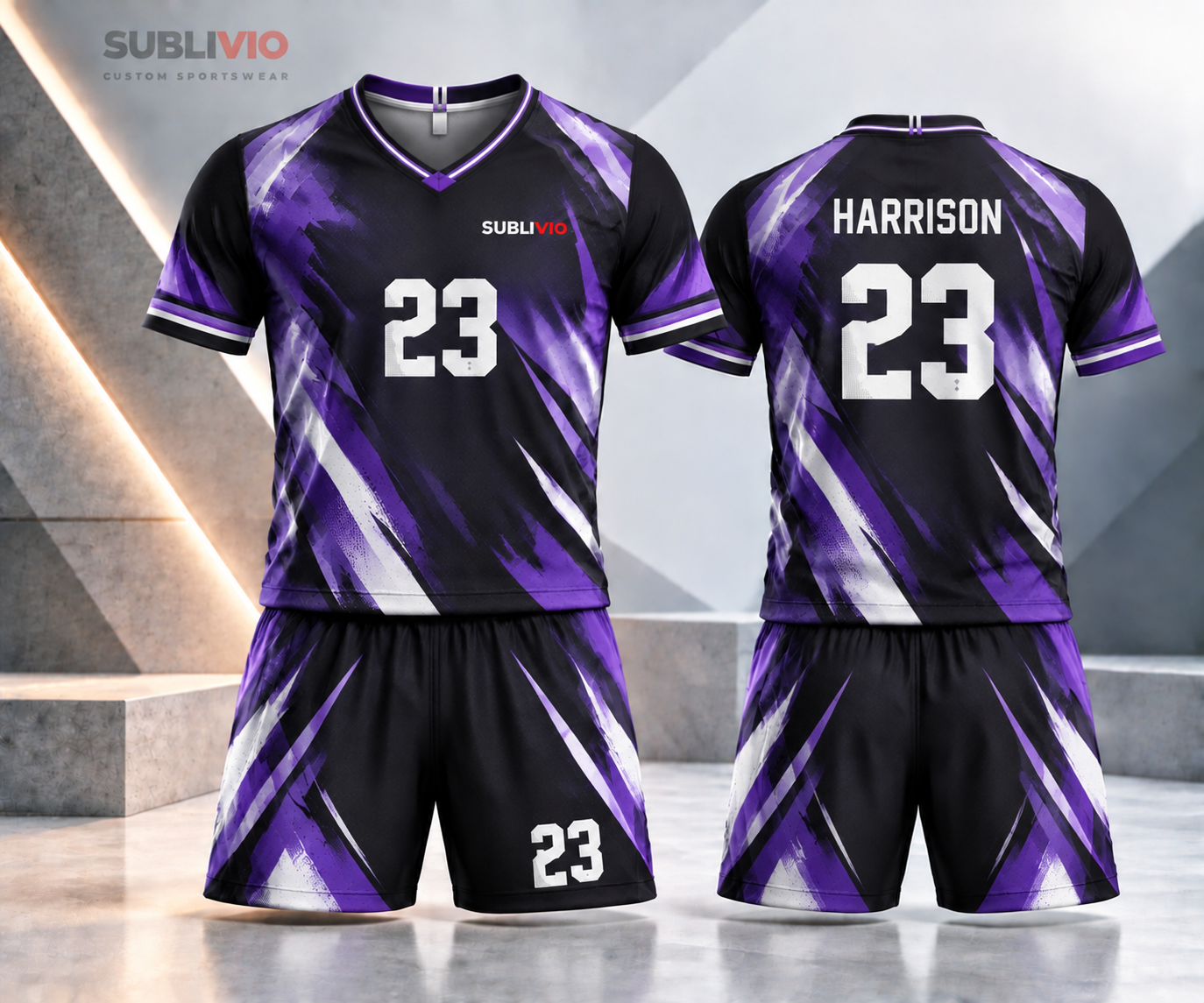 Purple & Black Soccer Jersey Kit — Soccer sample