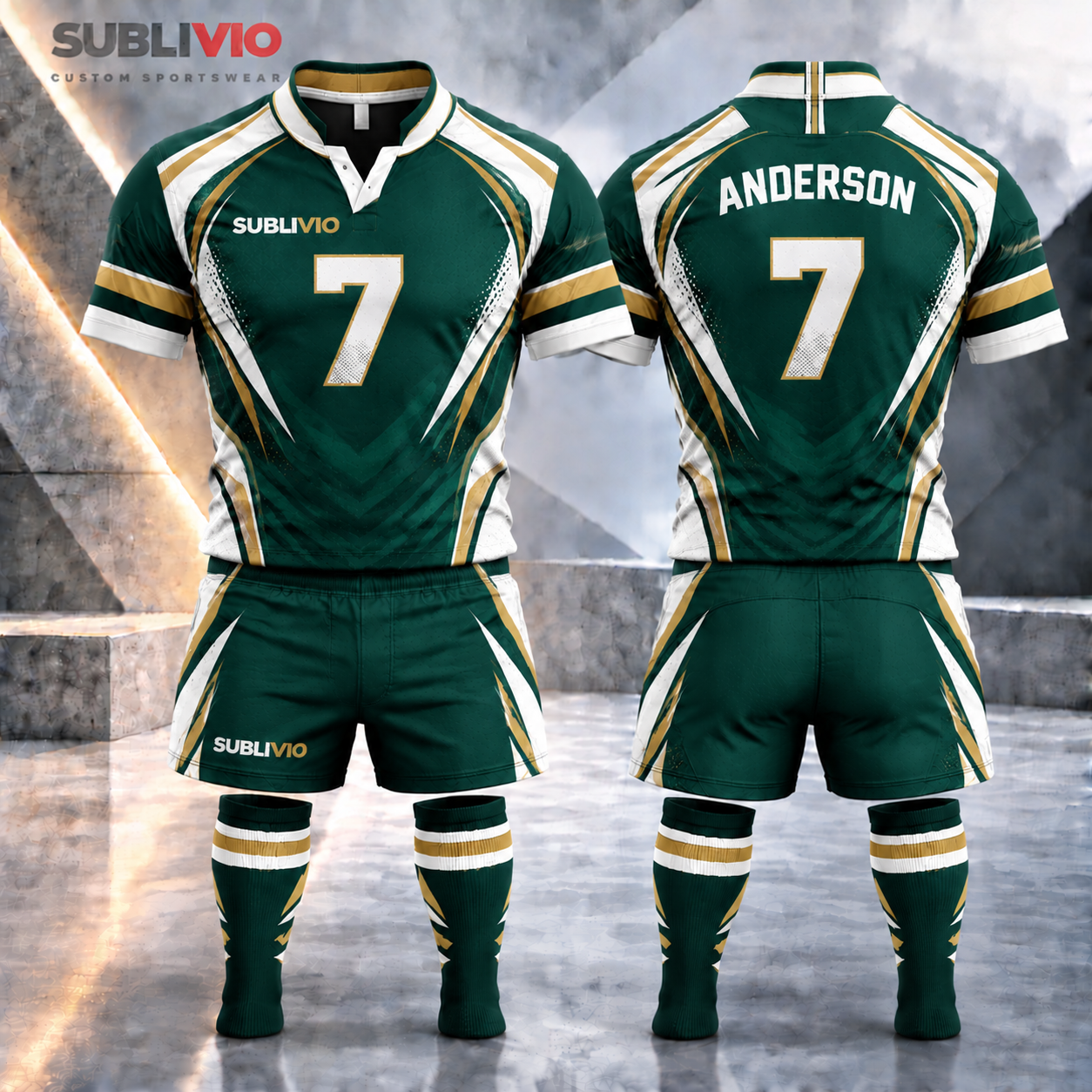 Green & Gold Rugby Jersey Kit — Rugby sample