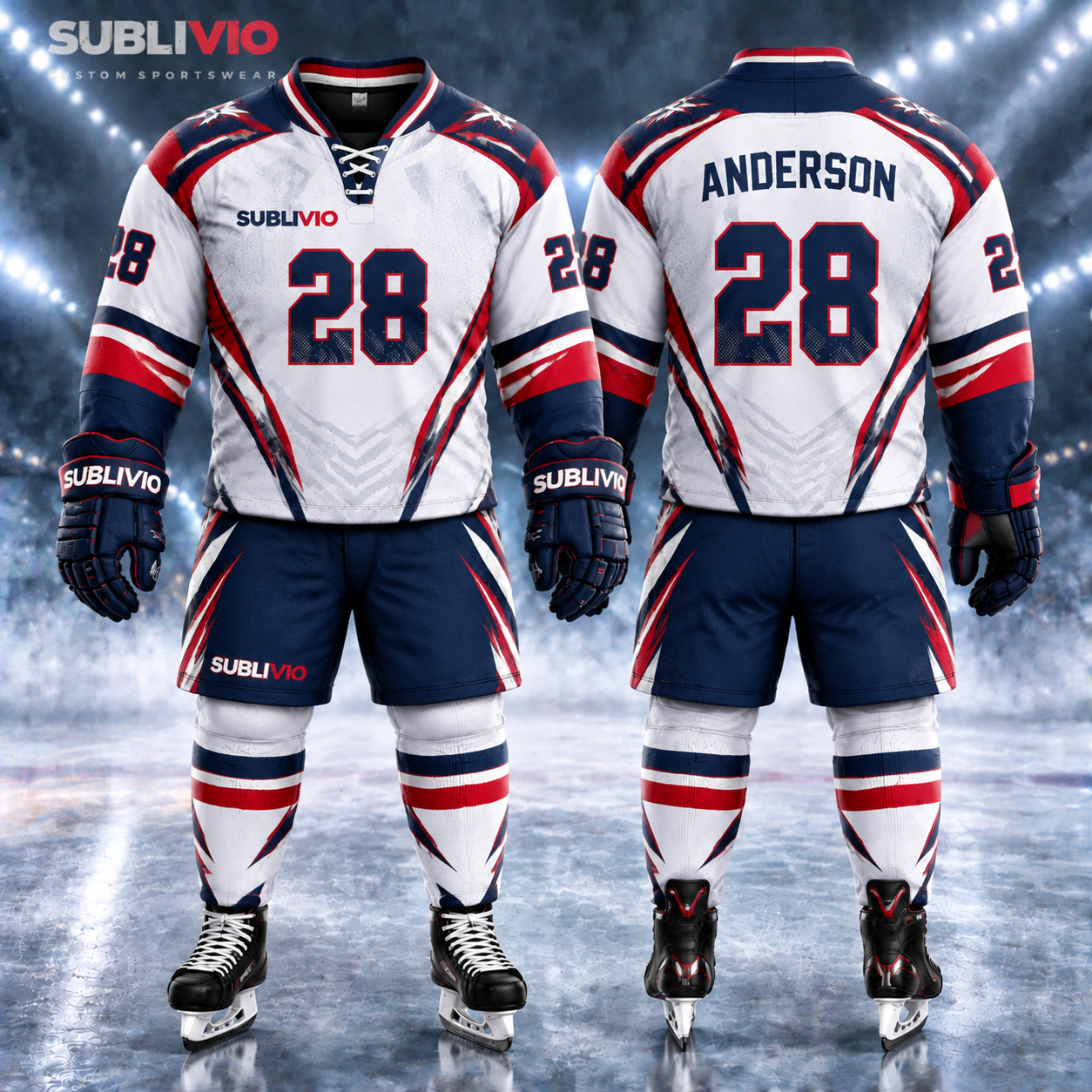 White & Red Ice Hockey Jersey Kit — Ice Hockey sample
