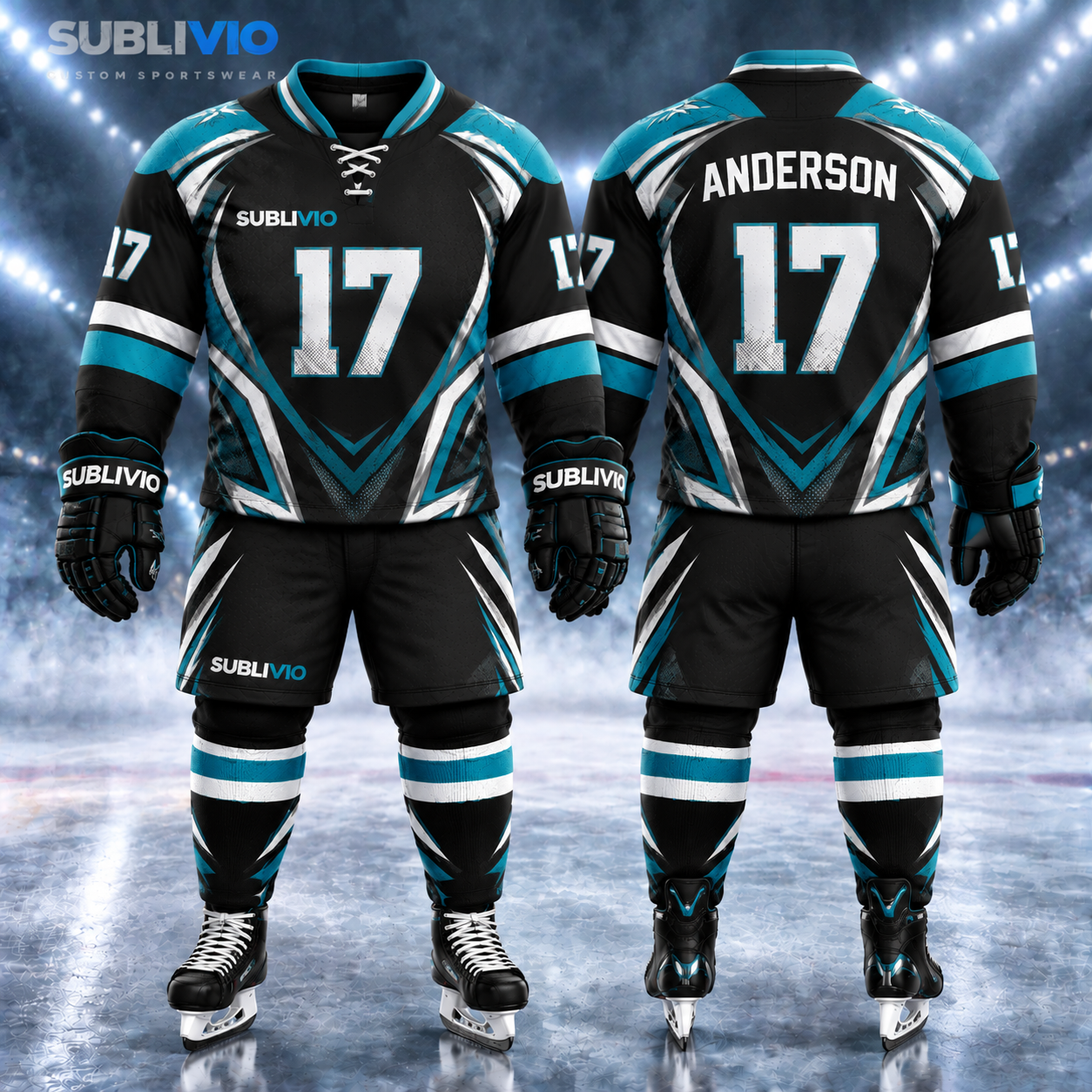 Black & Teal Ice Hockey Jersey Kit — Ice Hockey sample