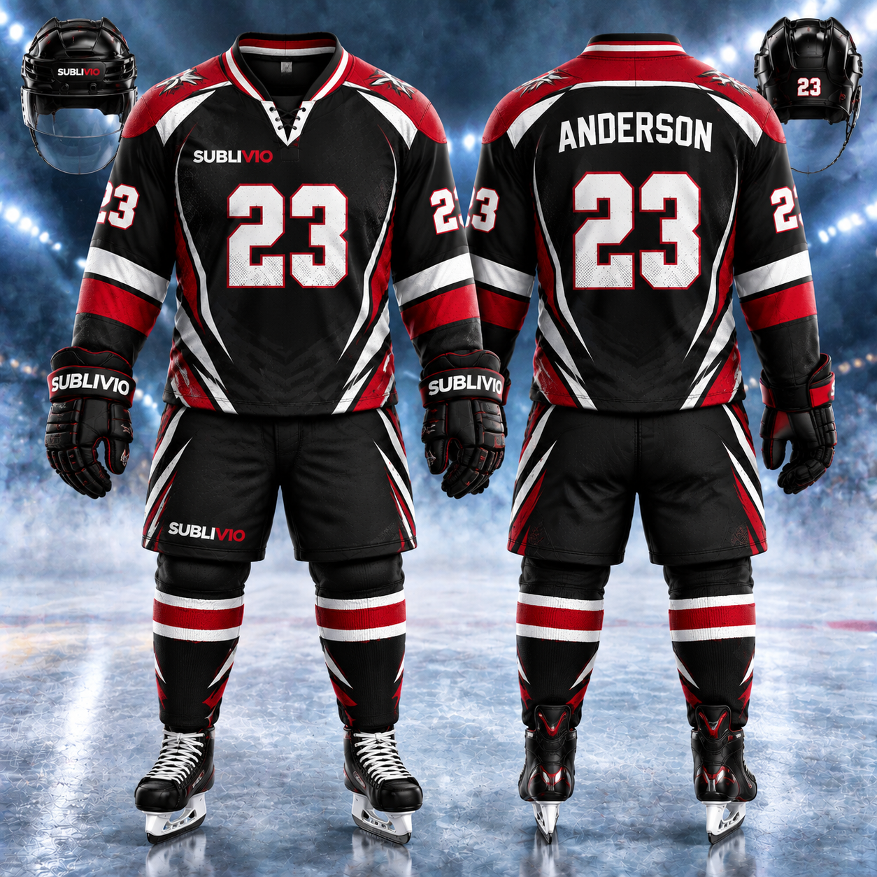 Black & Red Ice Hockey Jersey Kit — Ice Hockey sample