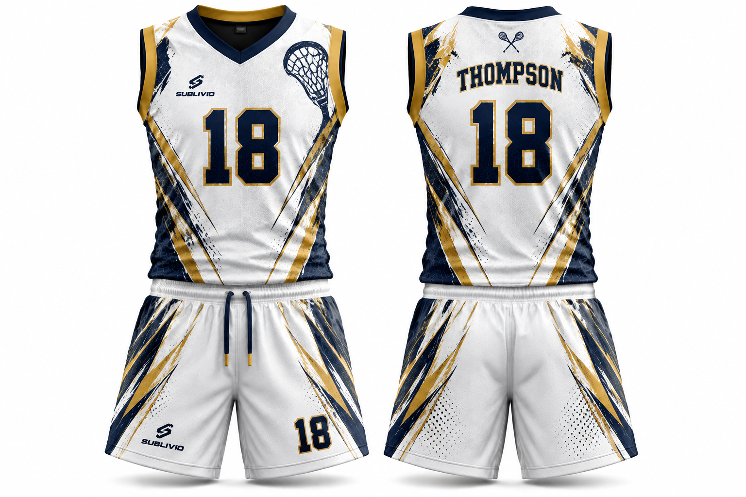 White & Gold Lacrosse Jersey Kit — Lacrosse sample