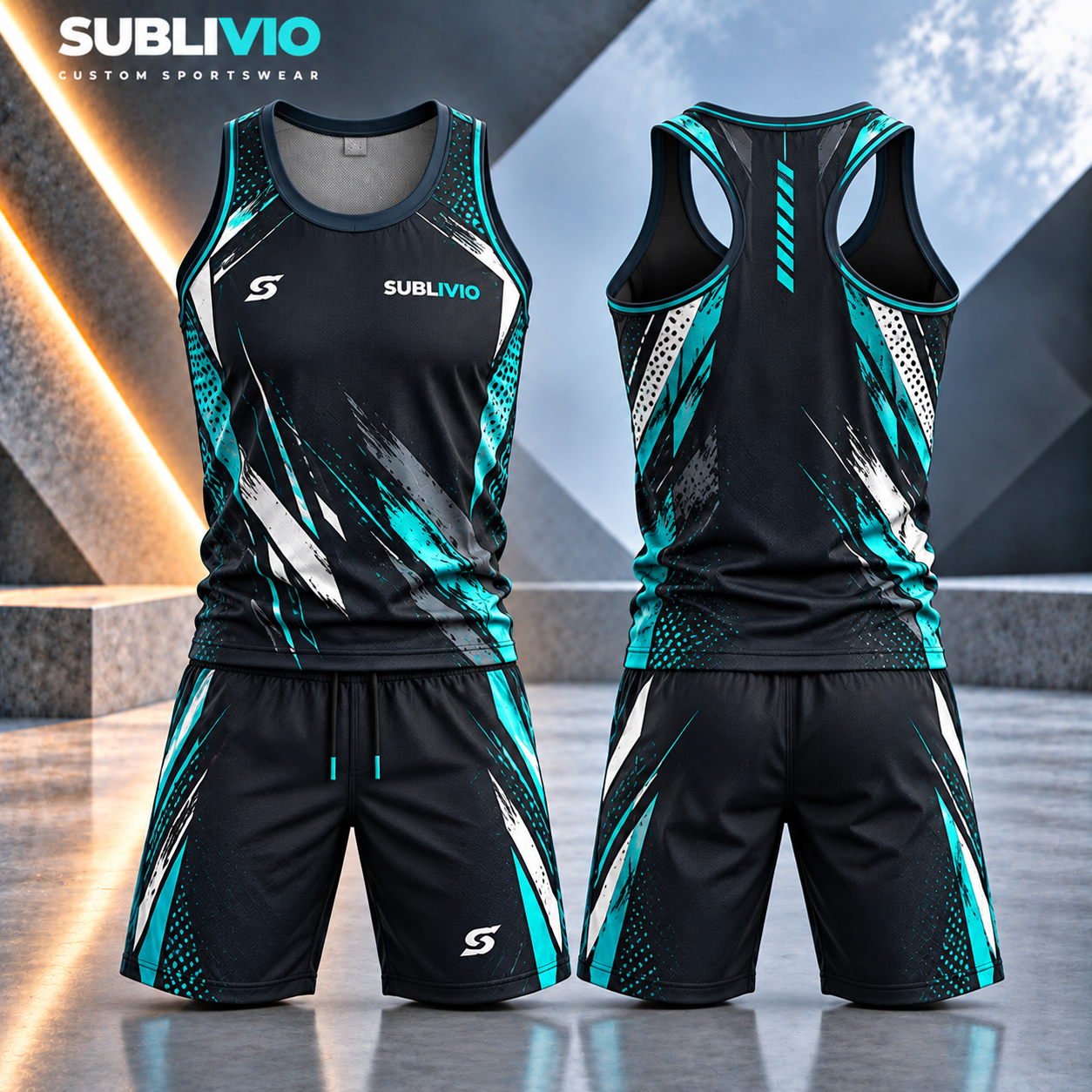 Black & Teal Gym Wear Set — Fitness sample