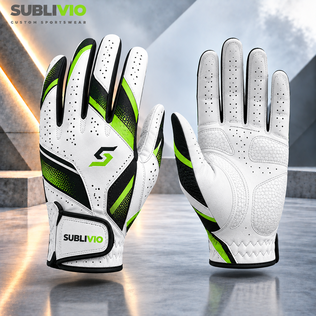 Green & White Golf Gloves — Golf Gloves sample