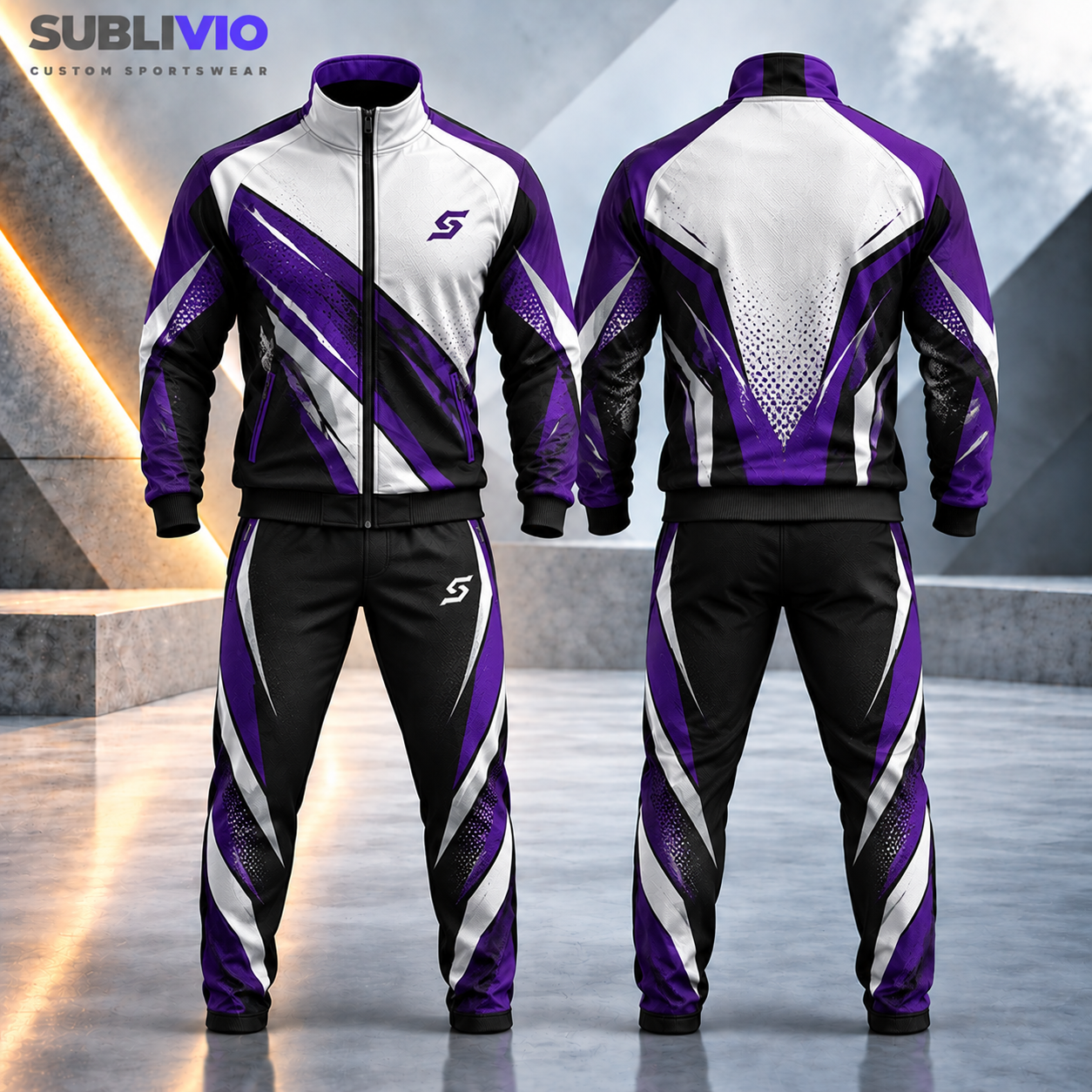 Purple & Black Sports Tracksuit — Custom Tracksuits sample