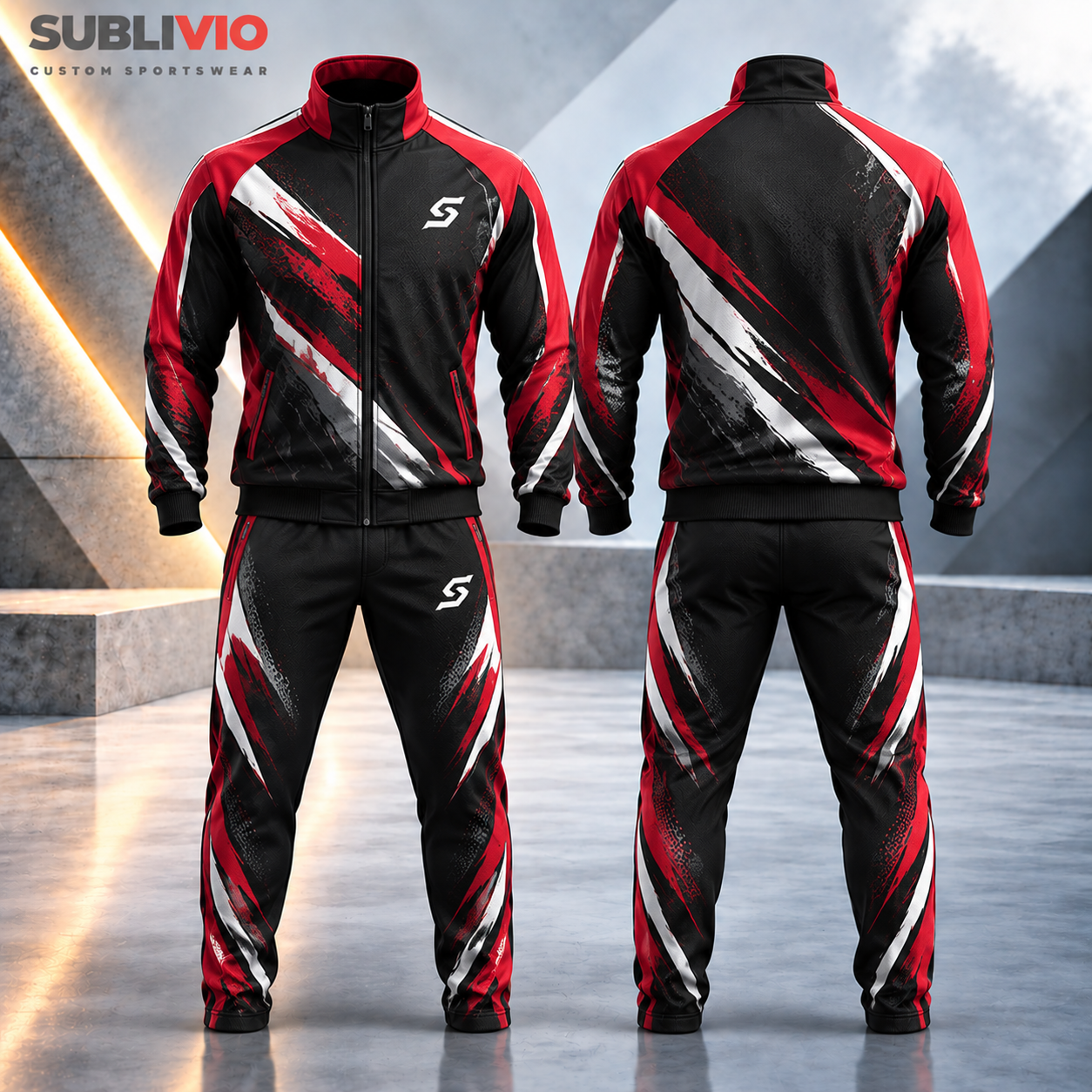 Black & Red Sports Tracksuit — Custom Tracksuits sample