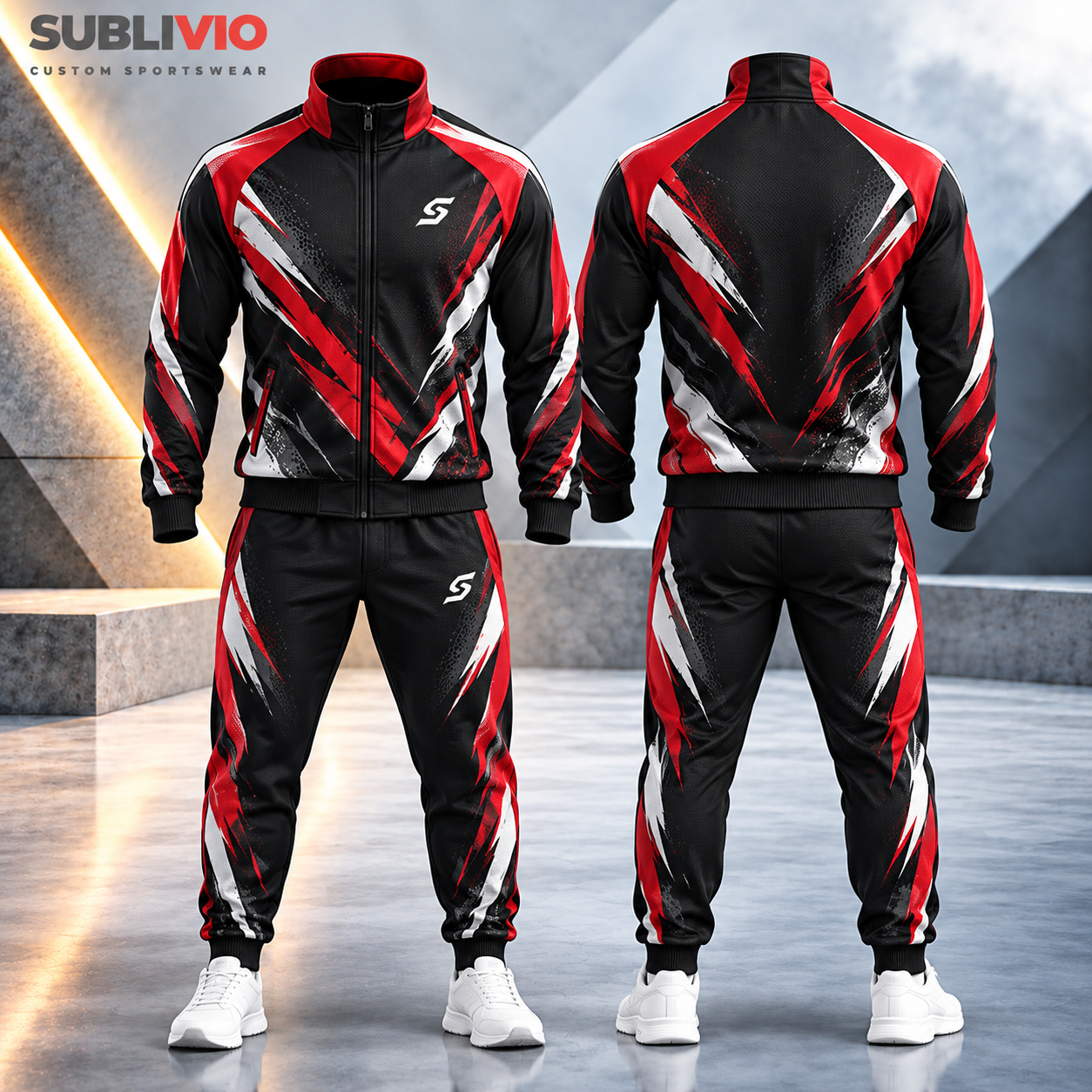 Red & Black Sports Tracksuit — Custom Tracksuits sample